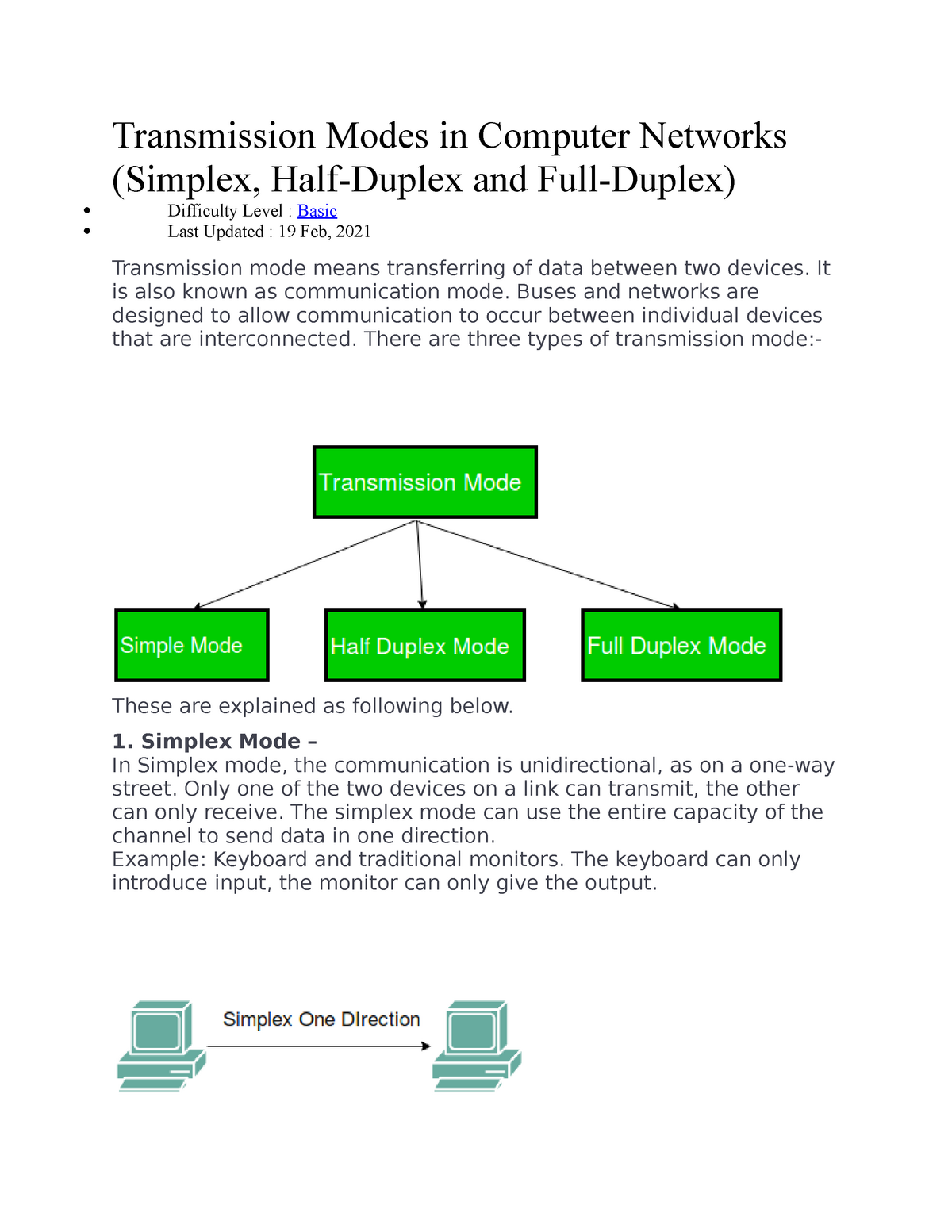 Transmission Modes - Lecture Notes 2 - Transmission Modes In Computer ...