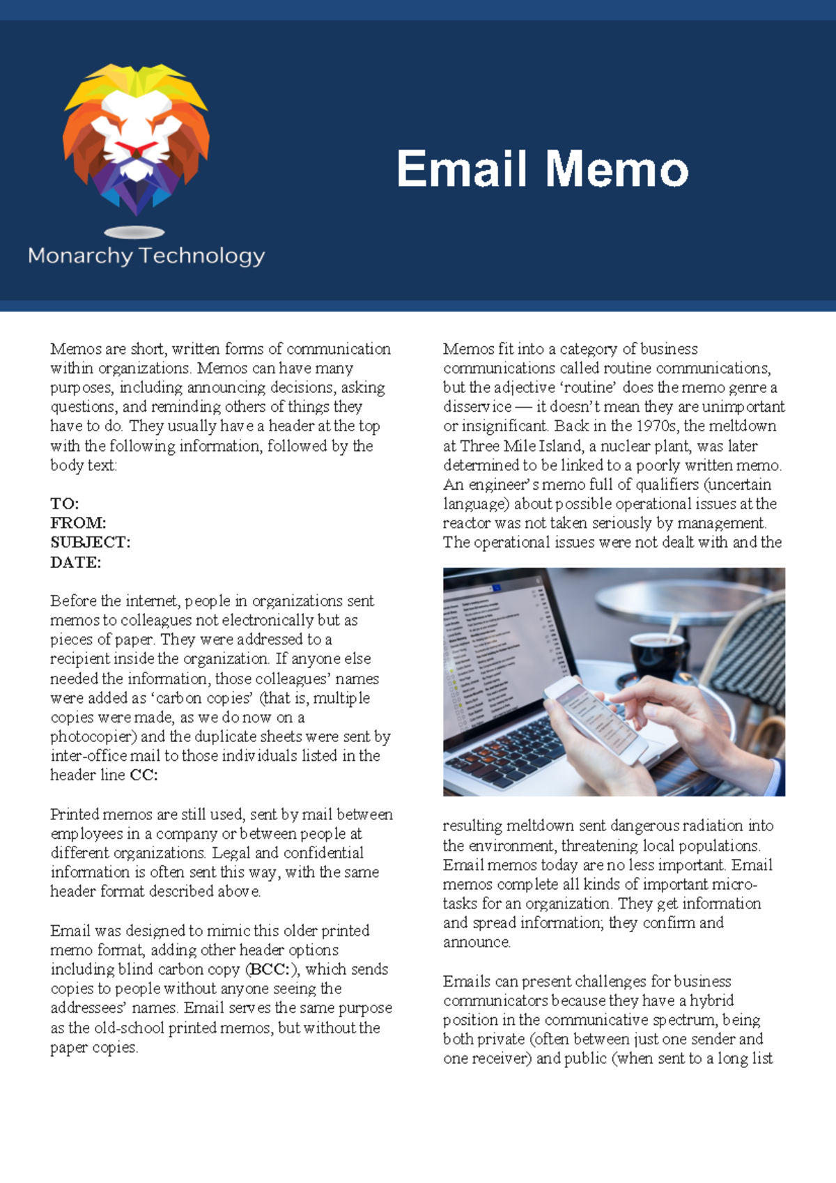Email Memo - homework - Email Memo Memos are short, written forms of ...