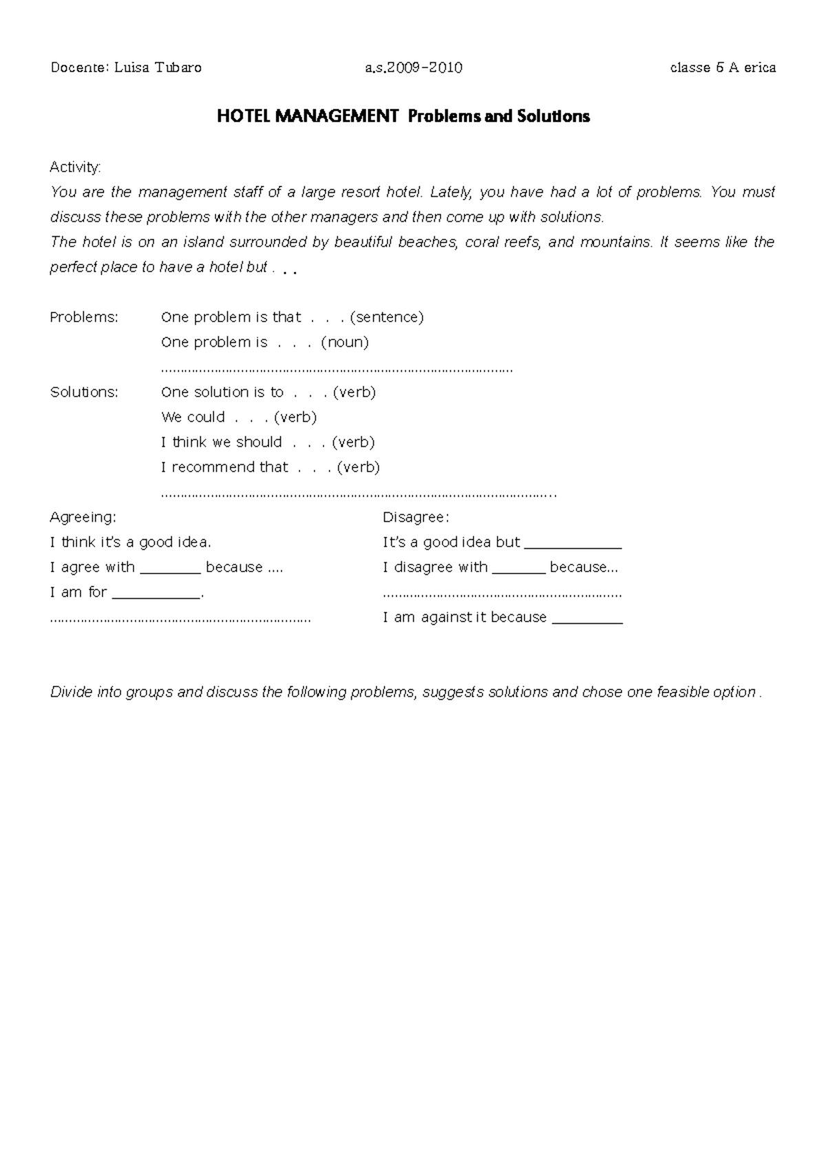 Hotel management problems and solutions for students - HOTEL MANAGEMENT ...