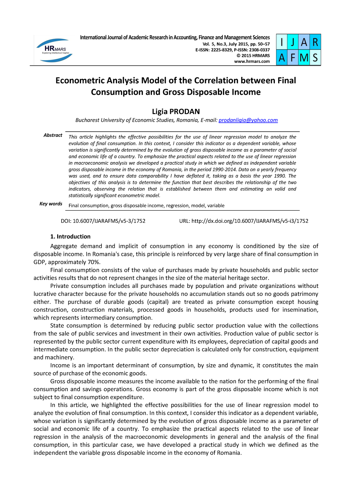 econometric analysis undergraduate research papers