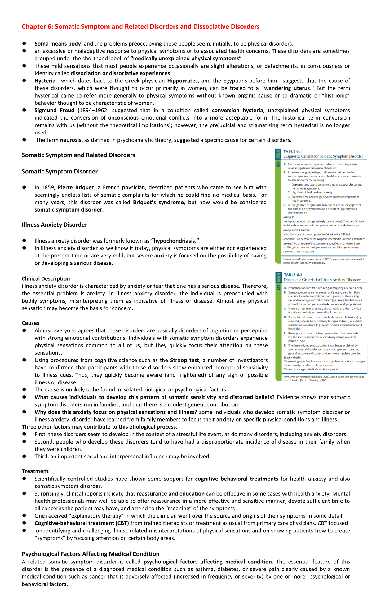 Abpsy 3rd exam reviewer - Chapter 6: Somatic Symptom and Related ...