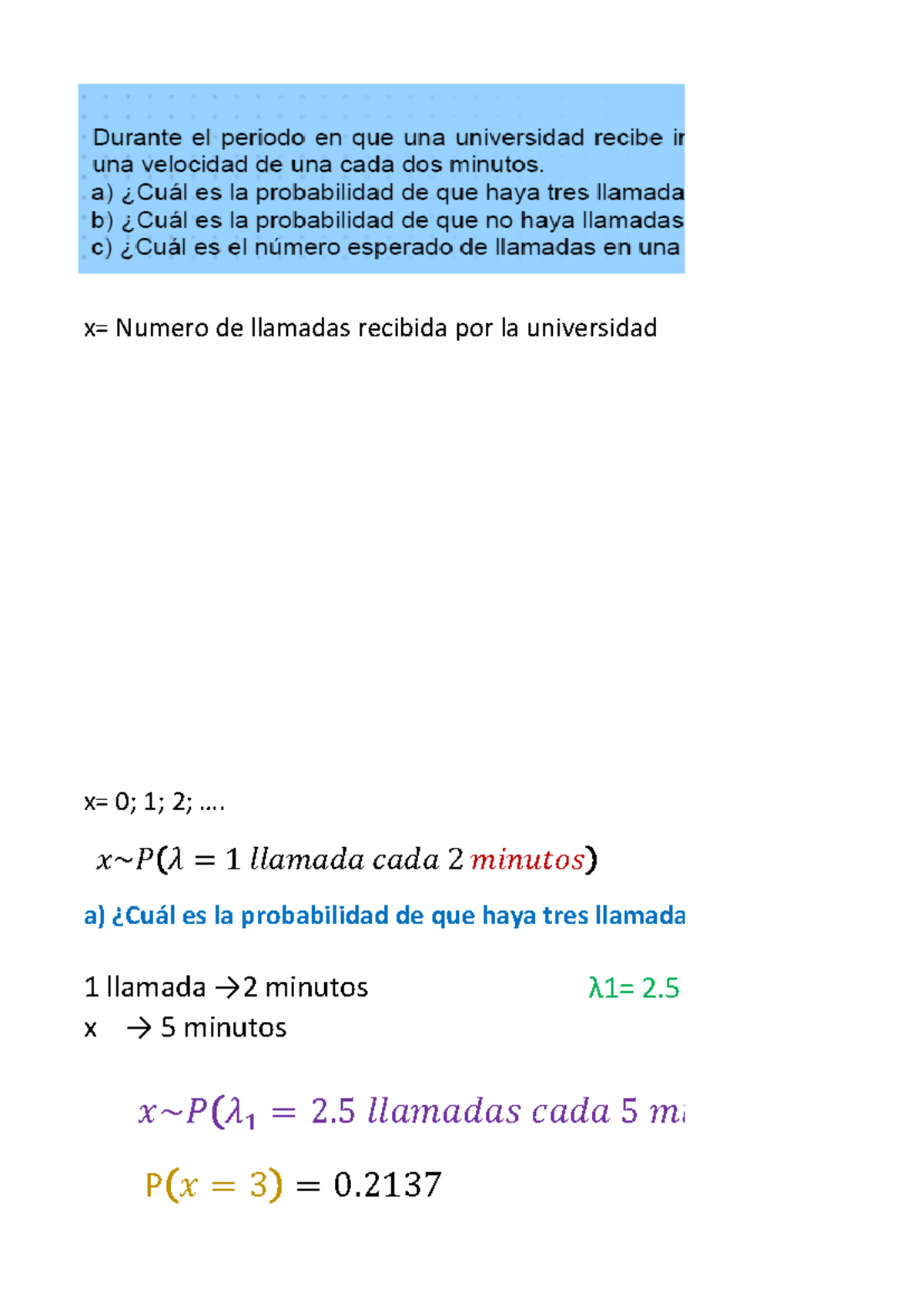 Solucion Practica Binomial Y Poisson - X= Numero De Llamadas Recibida ...