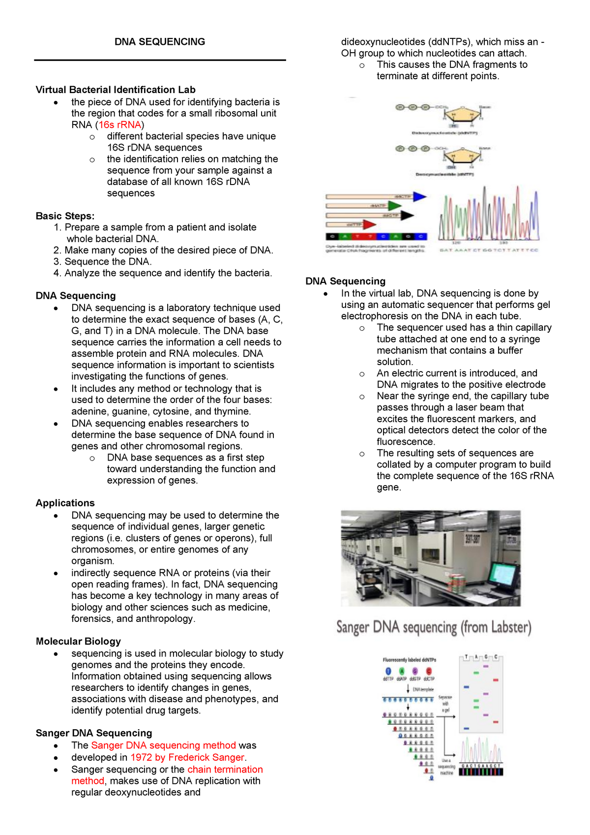 DNA Sequencing - Virtual Bacterial Identification Lab - DNA SEQUENCING ...