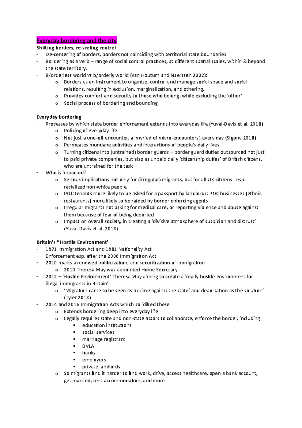 Lecture 13. Everyday bordering and the City - Everyday bordering and ...