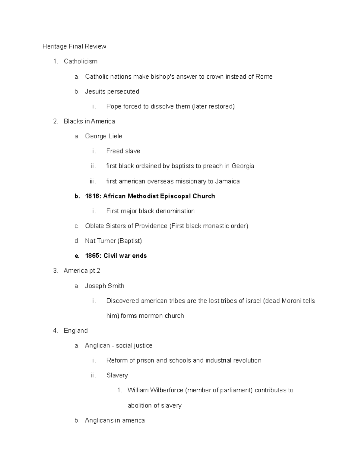 Heritage Final Review - Catholicism A. Catholic Nations Make Bishop's ...