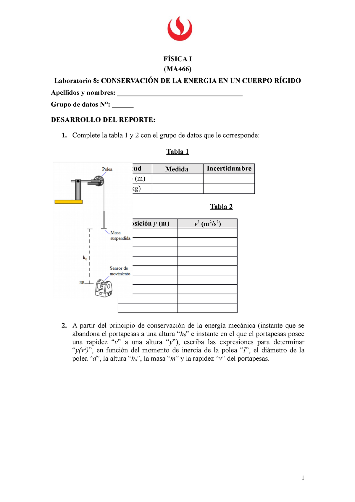 Reporte De Laboratorio N° 08 De Física I Sesión Virtual FÍsica I