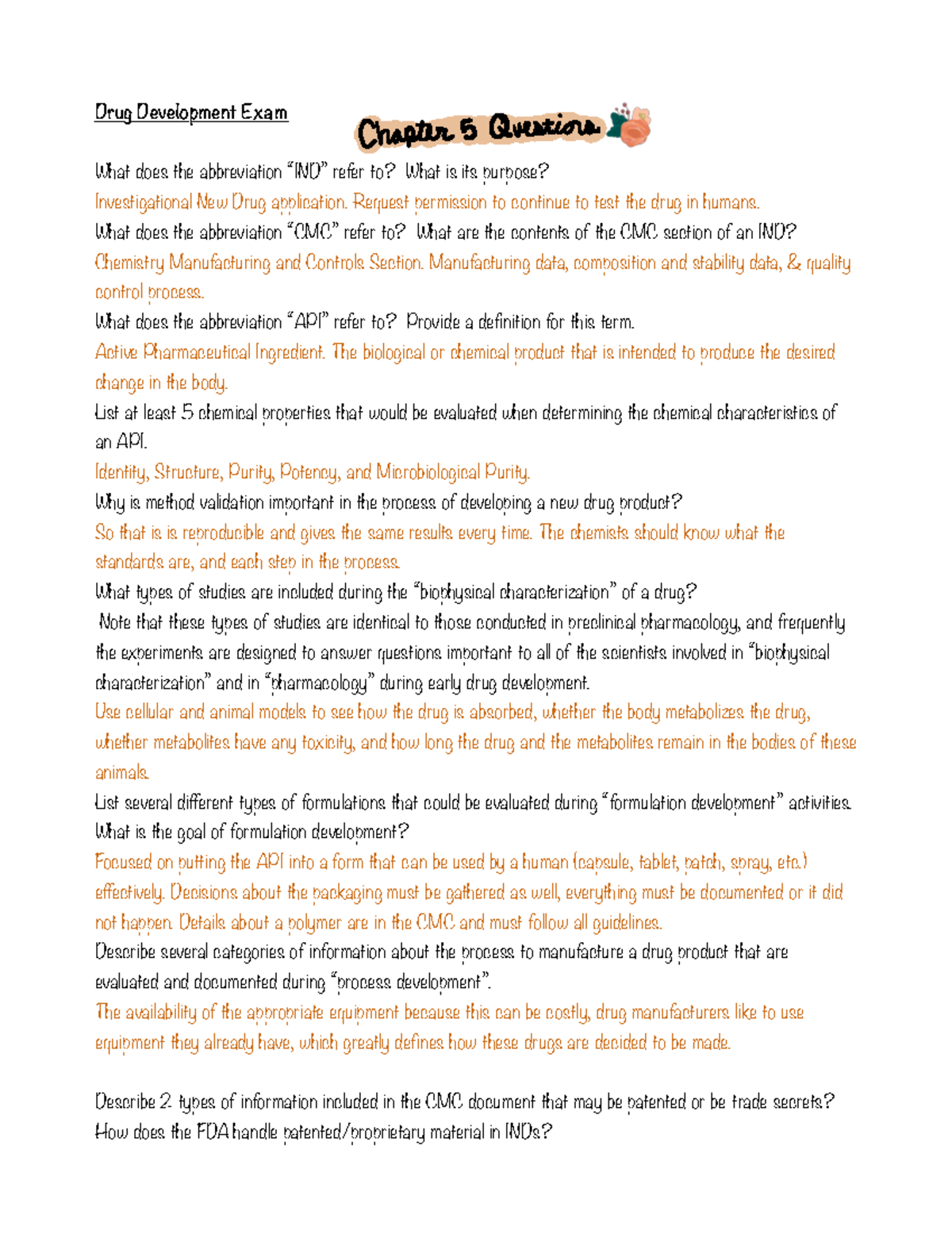 Note Oct 4, 2022 Drug Development Exam What does the abbreviation