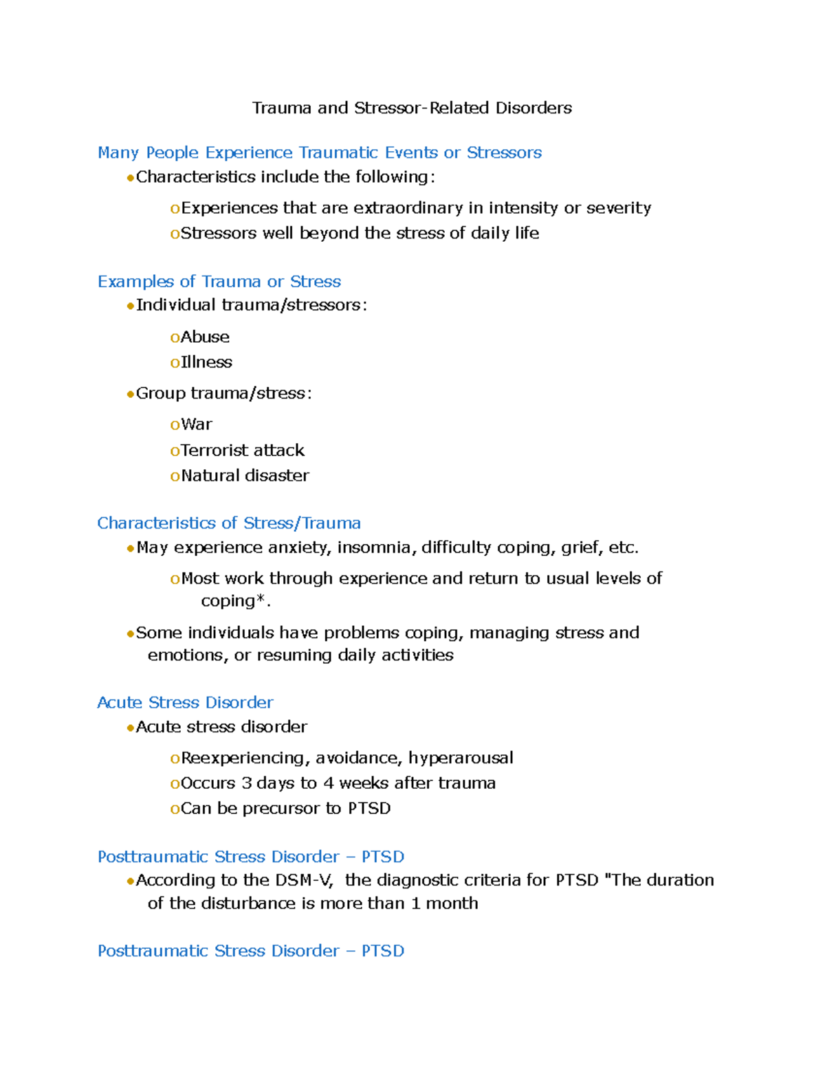 case study for trauma and stressor related disorders lena