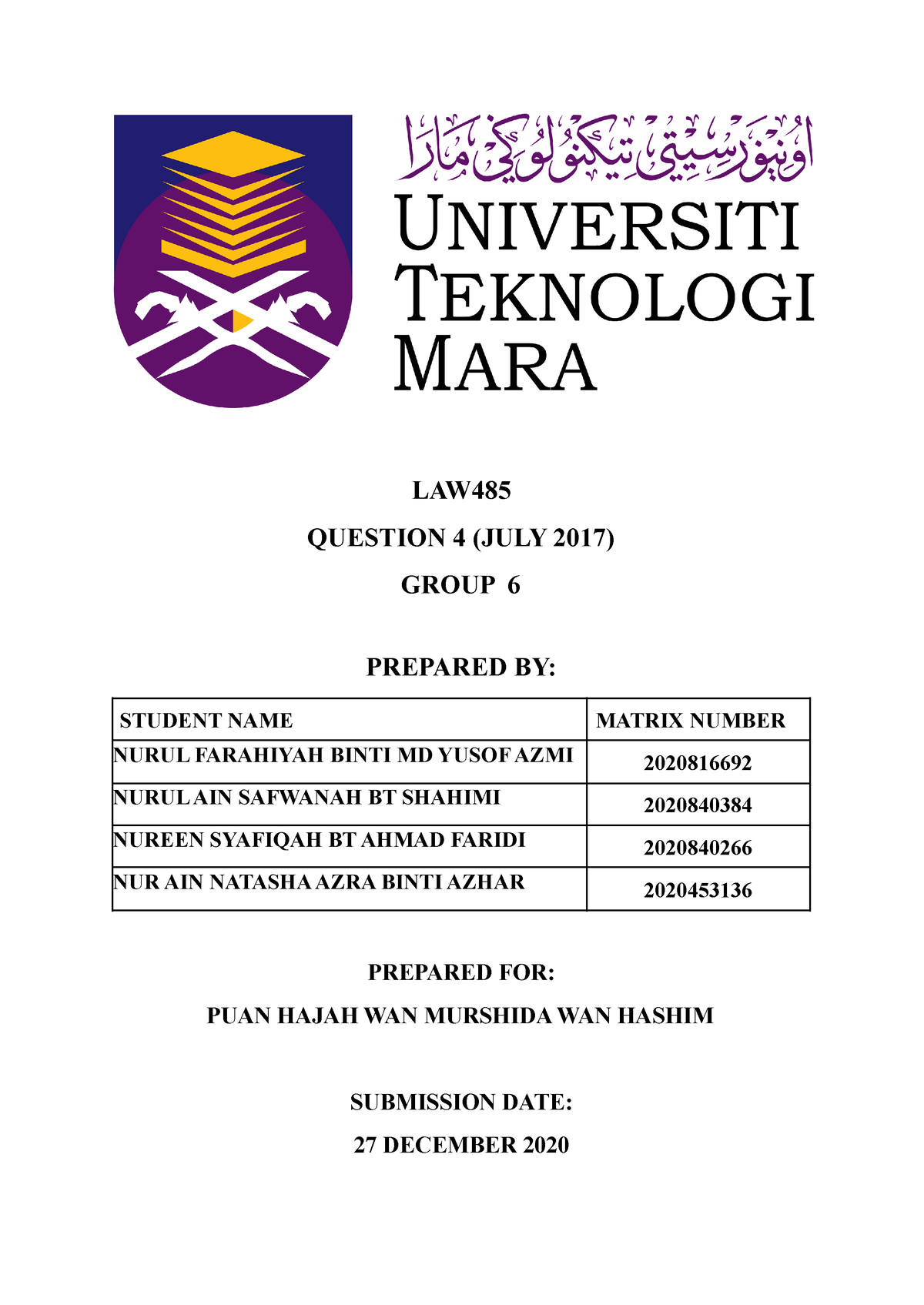 division of law assignment