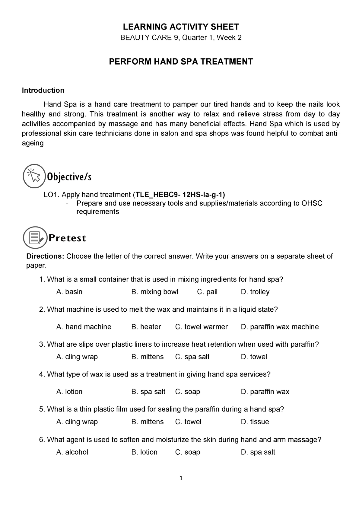 Q1 Beauty CARE WEEK2 - Lecture Notes 1 - LEARNING ACTIVITY SHEET BEAUTY ...