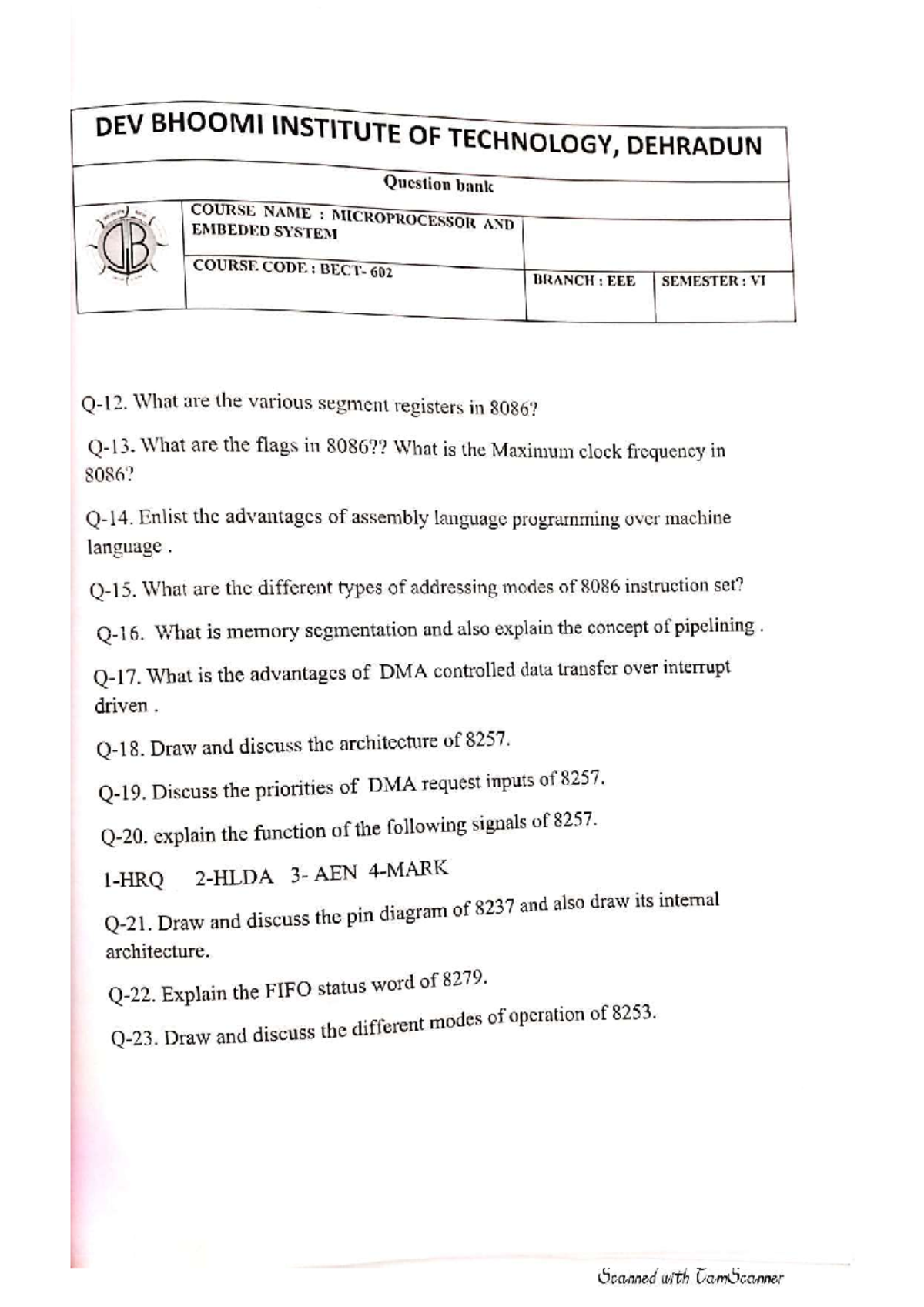 Question Bank Of Microprocessor. - Bachelors Of Computer Application ...