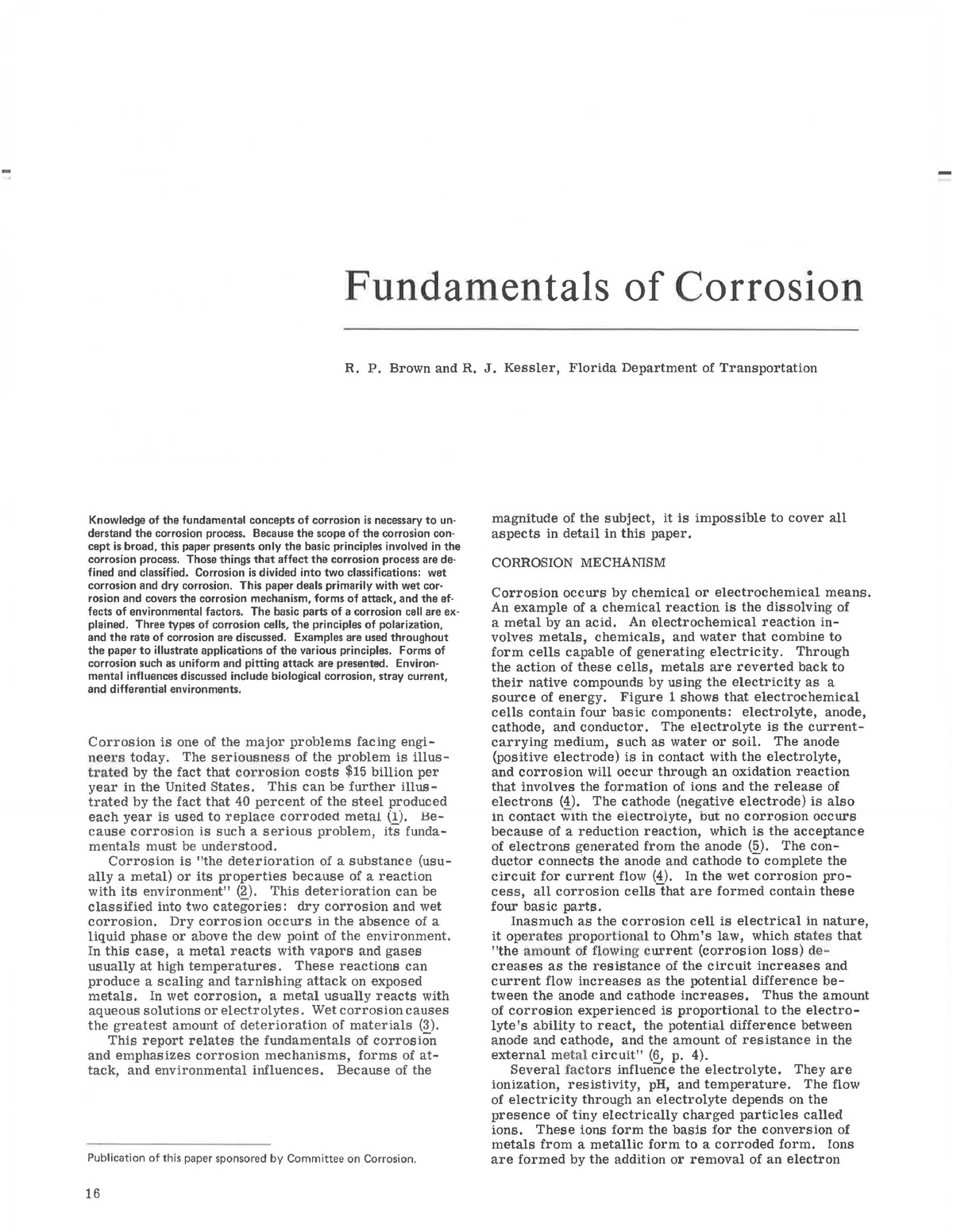 3.2.3 Fundamentals Of Corrosion - Fundamentals Of Corrosion R. P. Brown ...