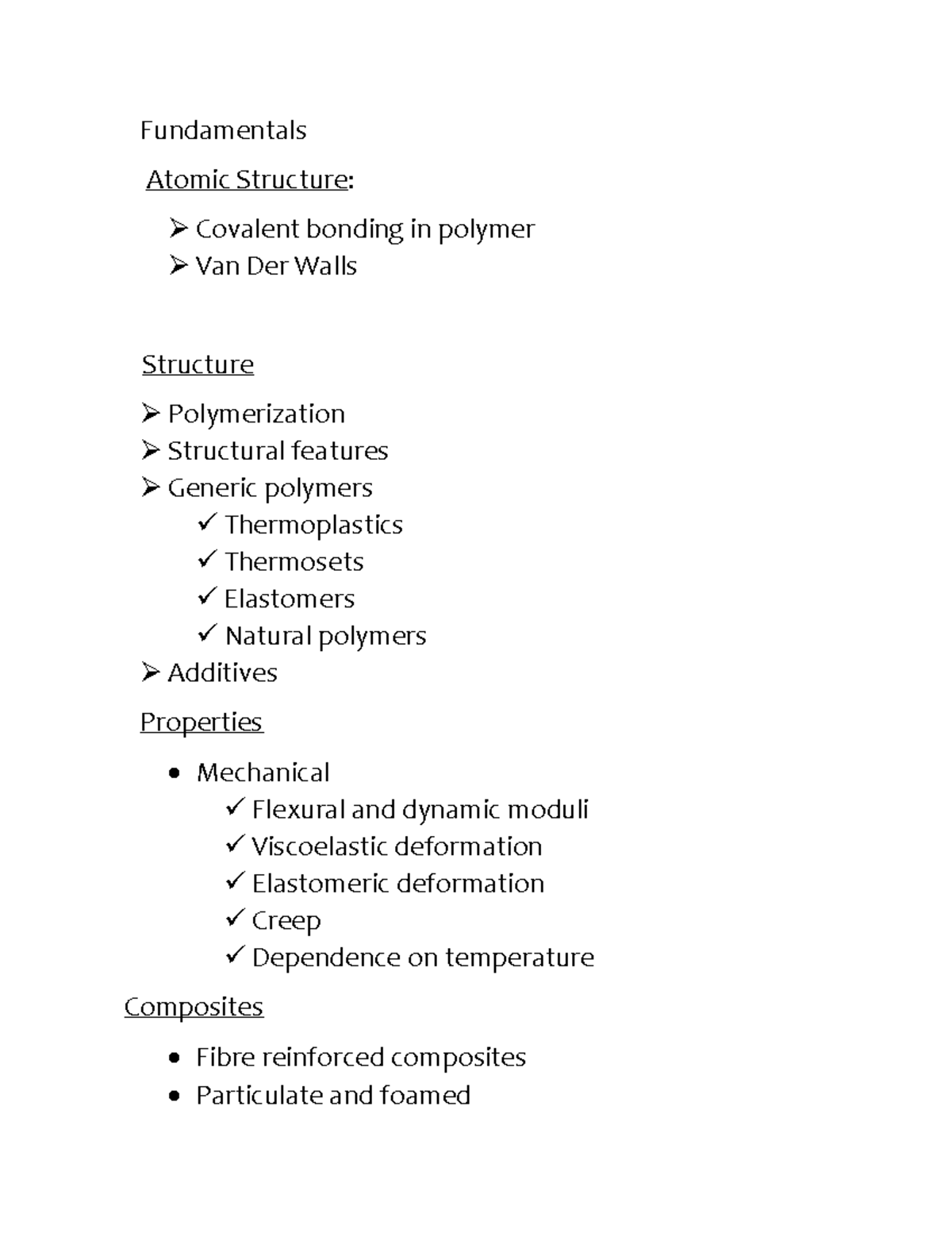 CTEC 364 Notes - polymers and composite - Fundamentals Atomic Structure ...