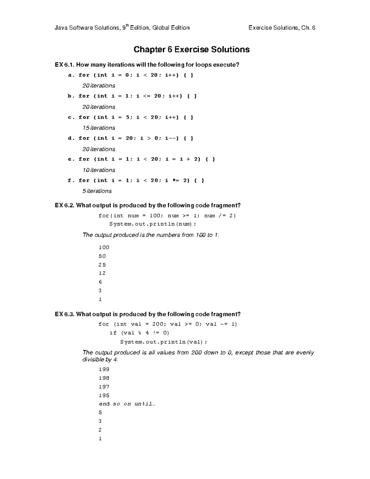 Chap06 Exercise Solutions - Programming - Chapter 6 Exercise Solu Tions ...