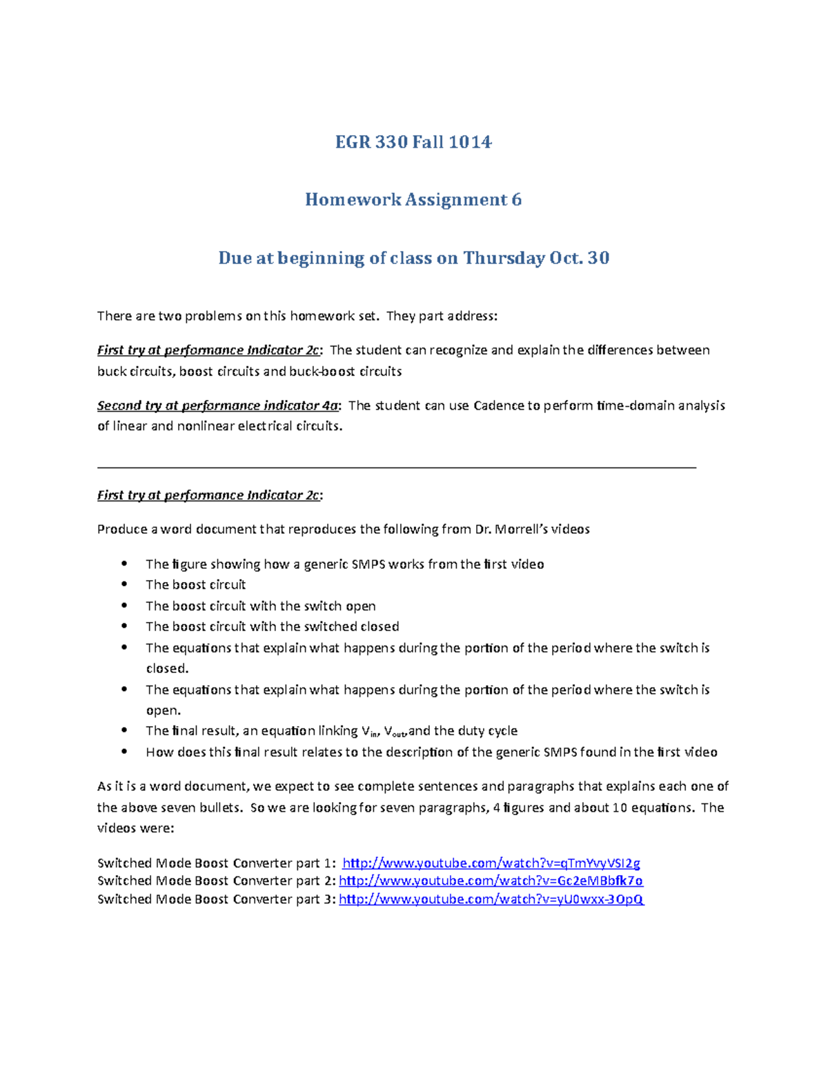 Homework assignment 6 - hw 6 - EGR 330 Fall 1014 Homework Assignment 6 ...
