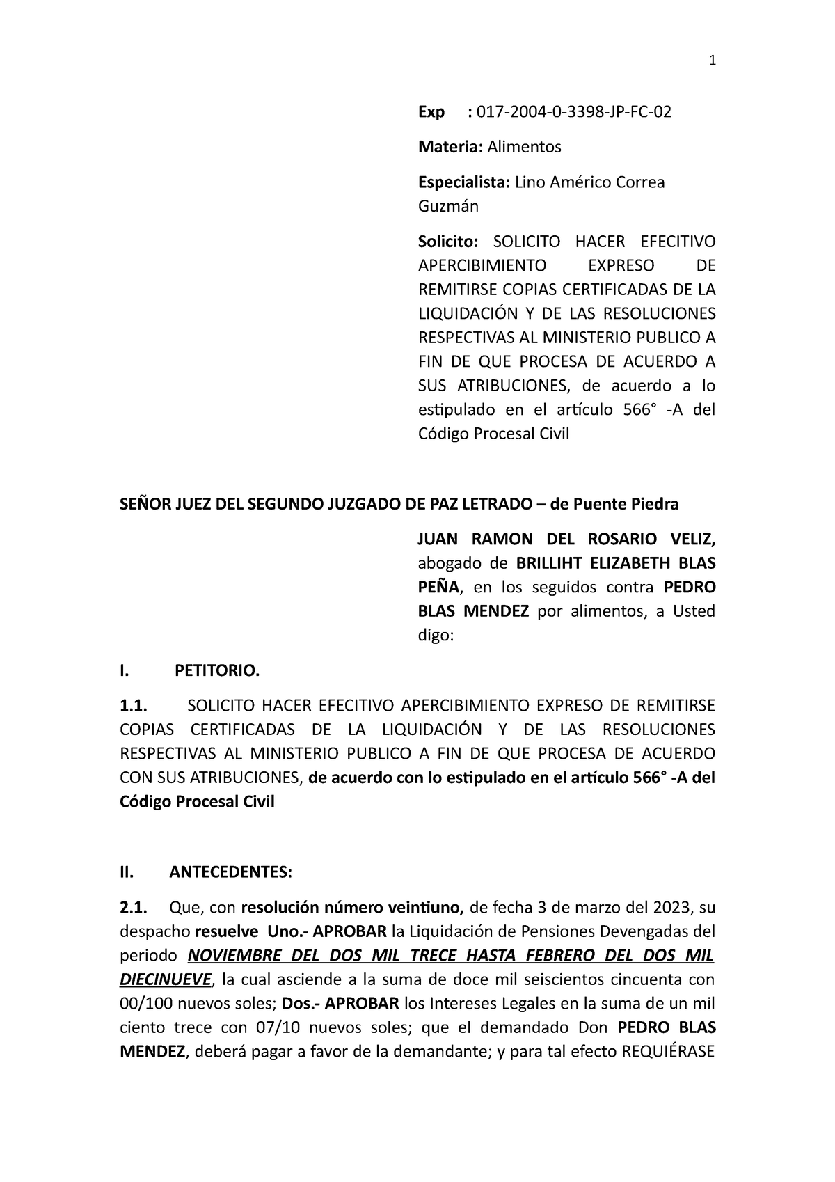 Modelo De Escrito Solicito Se Haga Efectivo El Aperci 5800