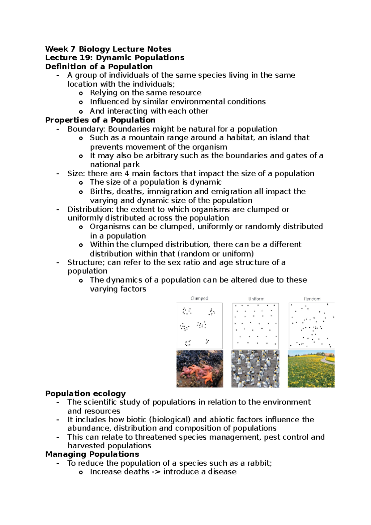 Week 7 Biology Lecture Notes - Week 7 Biology Lecture Notes Lecture 19 ...