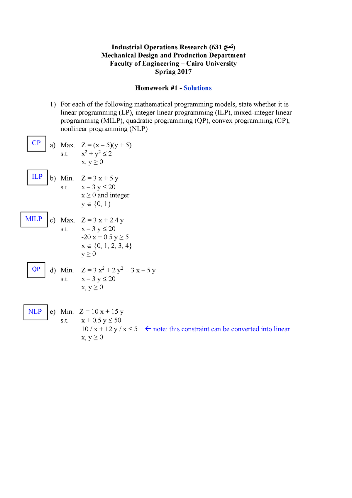 operations research sample problems