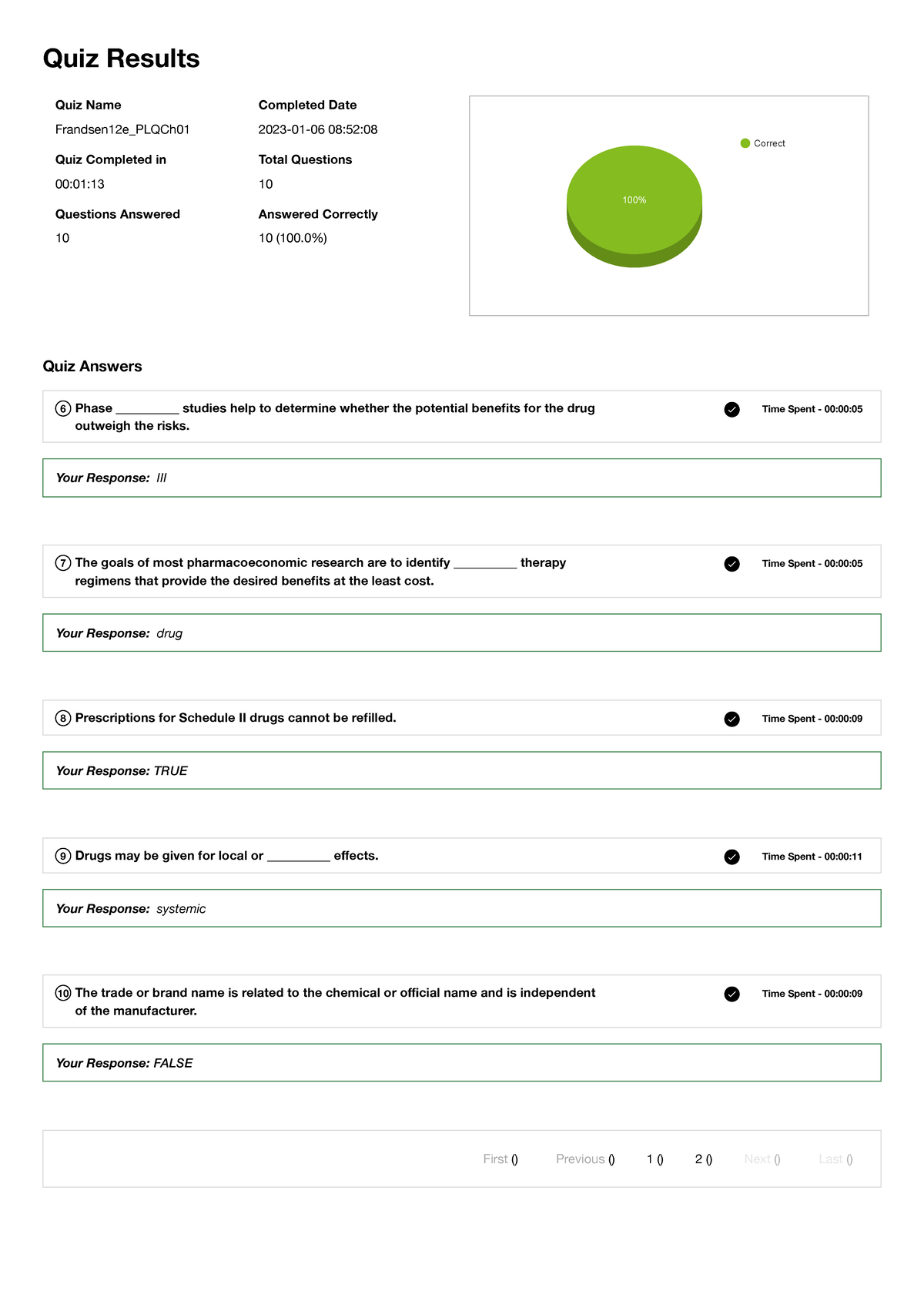 Course Point Q1b - Quiz Name Frandsen12e_PLQCh Completed Date 2023-01 ...