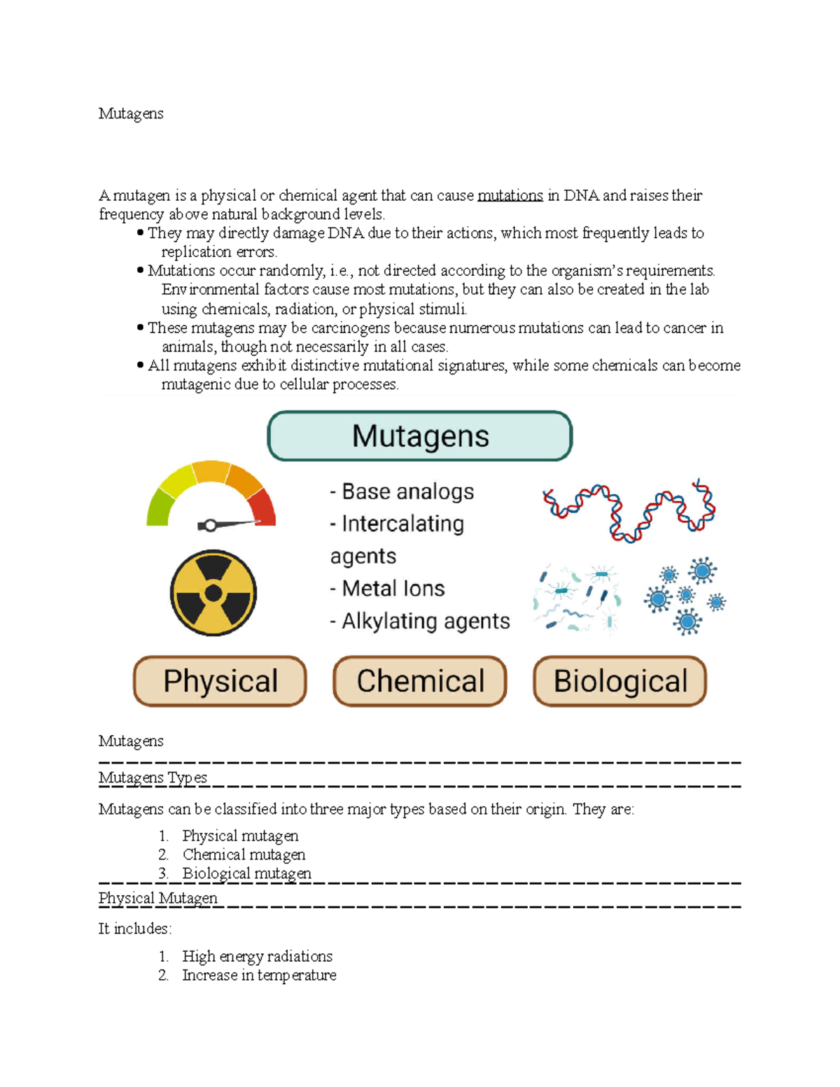 Types Of Mutagens Notes at Arturo Jerold blog