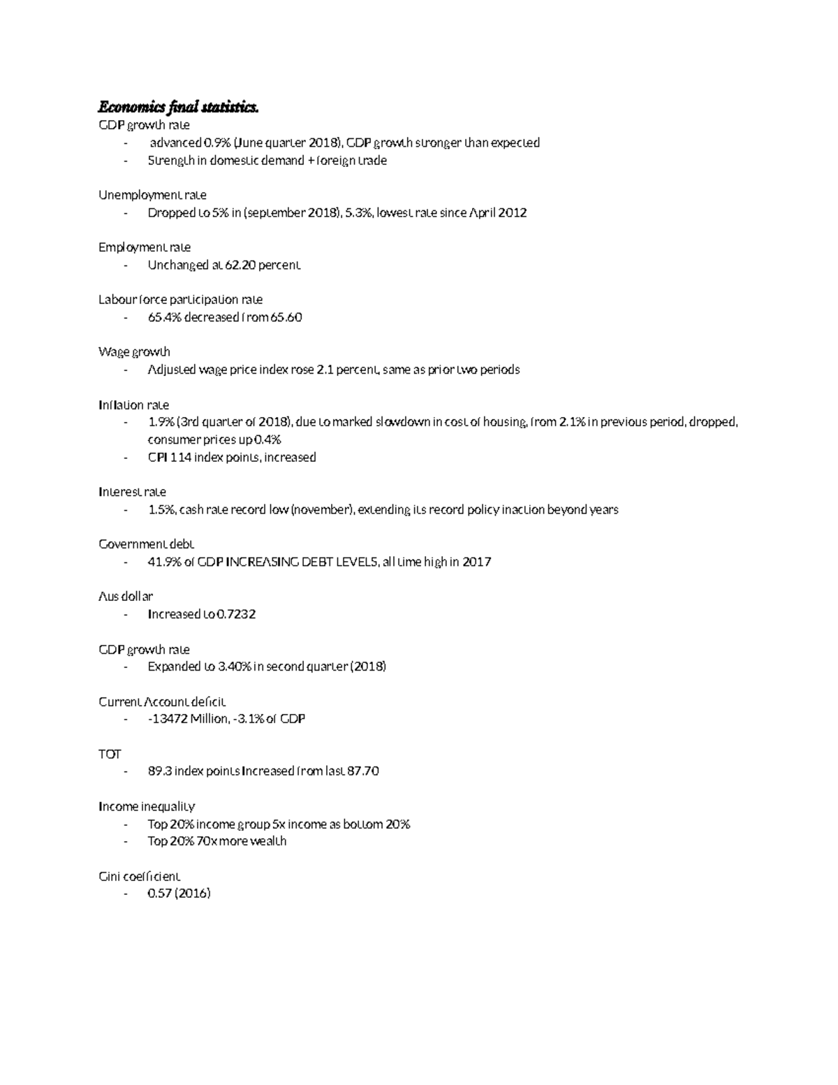Economics stat - Google Docs - Economics final statistics. GDP growth ...