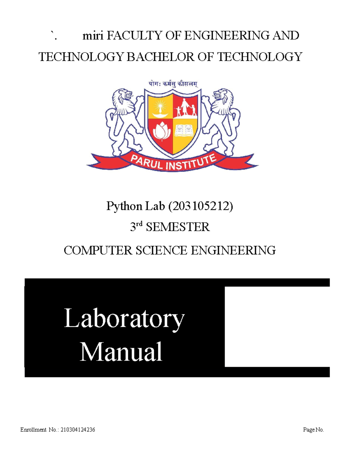 Pp lab - python - `. miri FACULTY OF ENGINEERING AND TECHNOLOGY ...