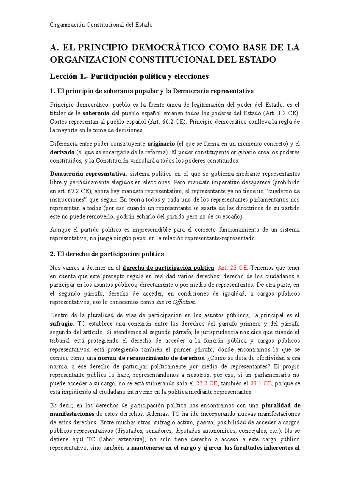 Apuntes Organización Constitucional del Estado - A. EL PRINCIPIO ...