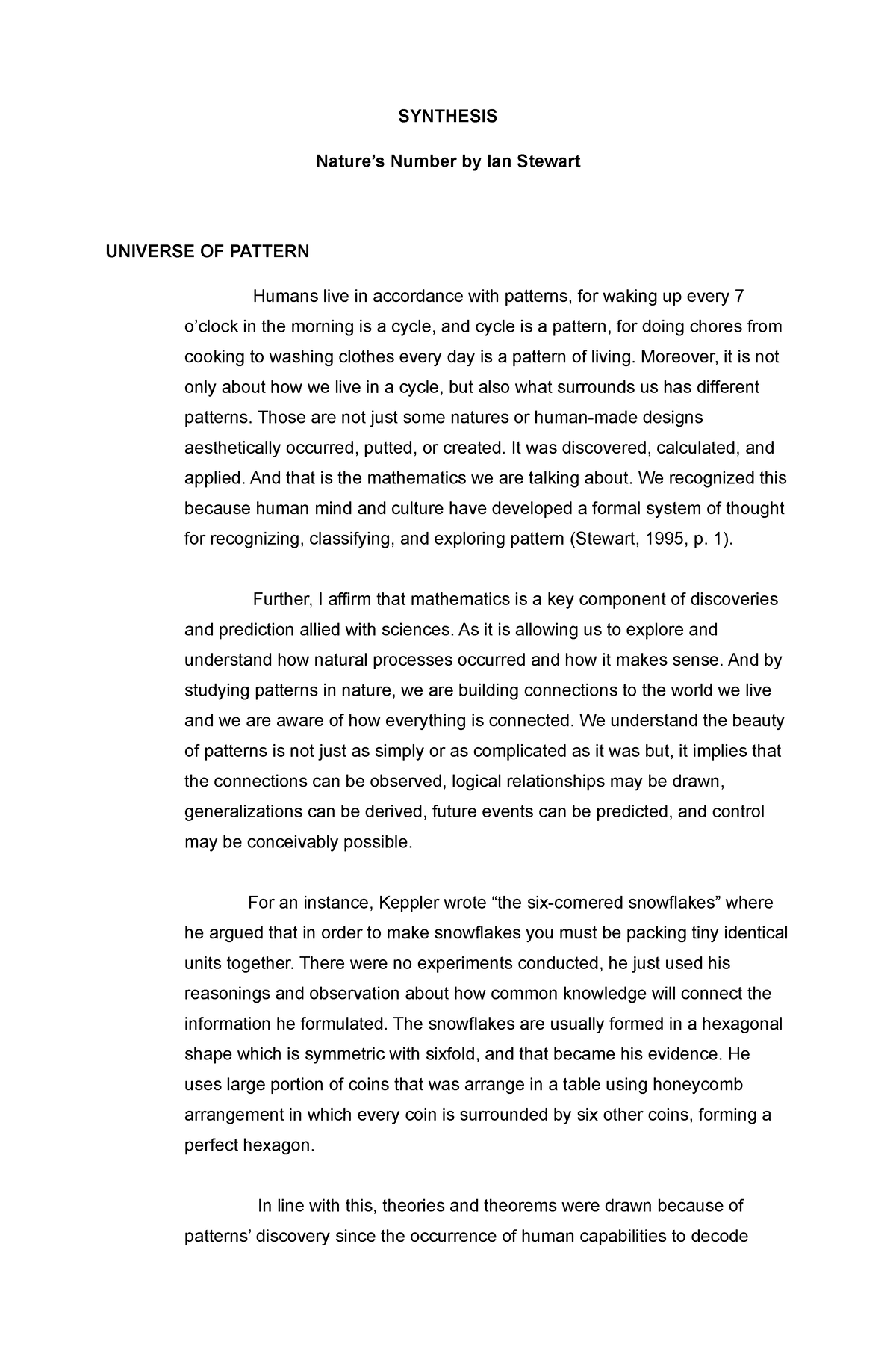 synthesis paper about nature's number chapter 1