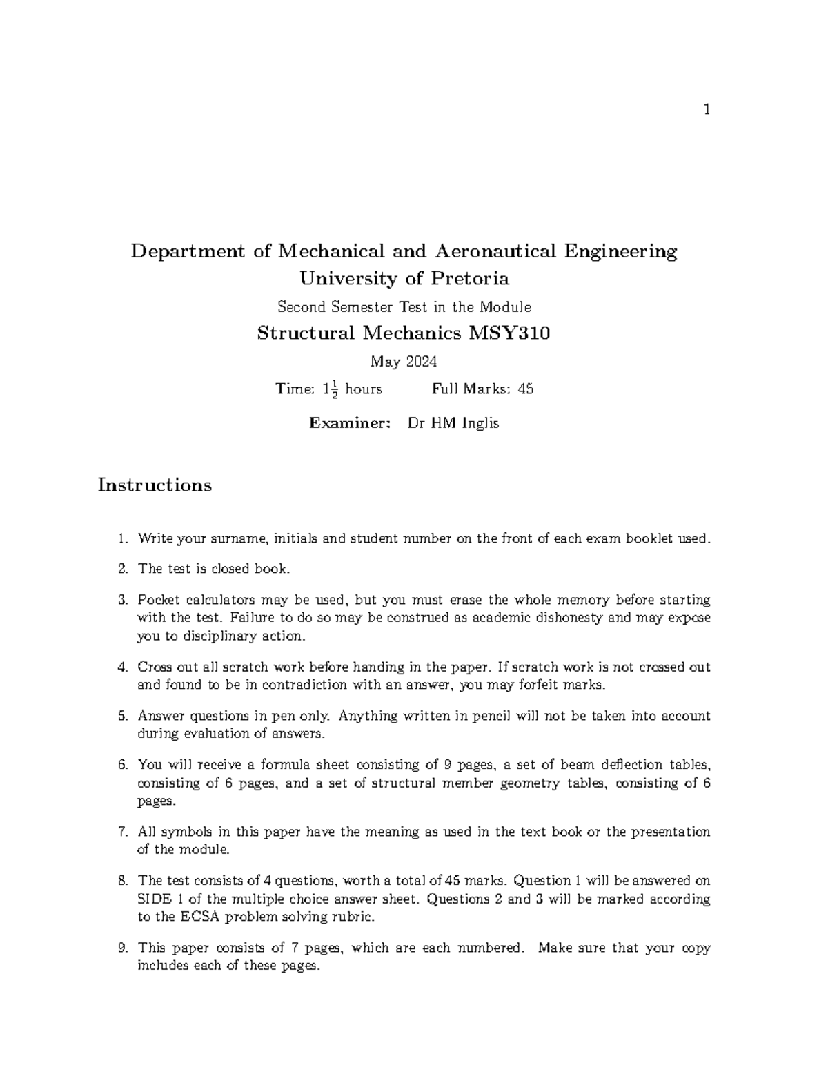 Msy st2 2024 - Past semester test 2 question paper. - Department of ...