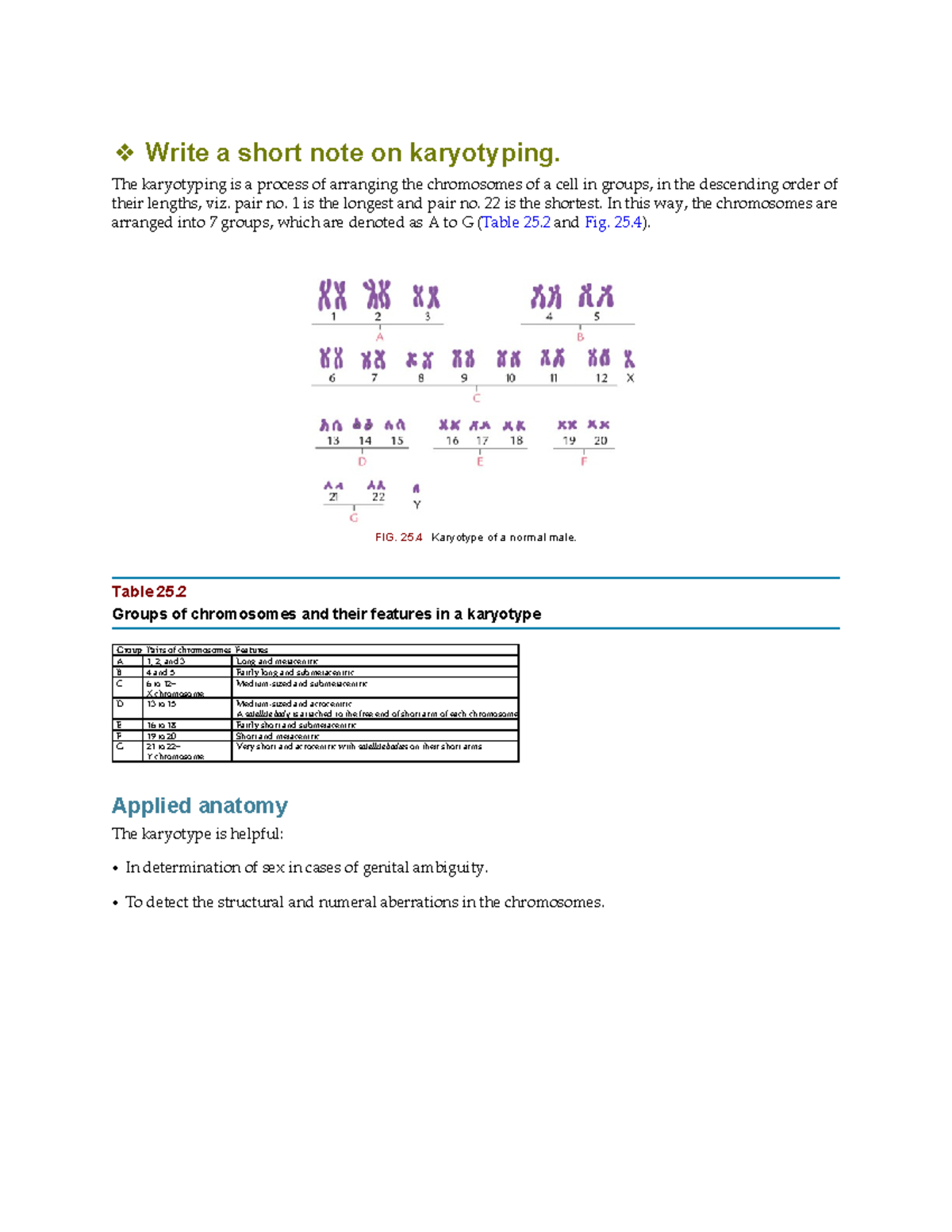 Selective Anatomy Vol 2-59 - Write a short note on karyotyping. The ...