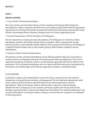 Block 1 - Units 1 to 4 - For Public Administration - BLOCK 1 – UNIT 1 ...