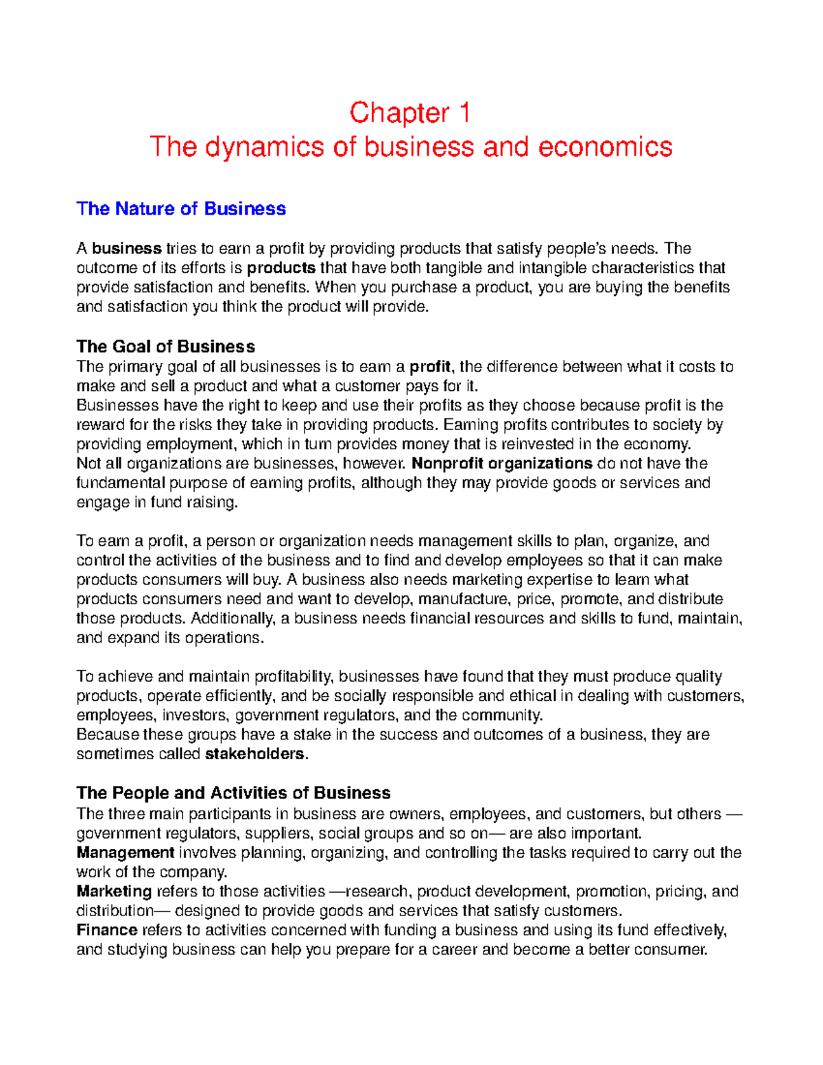 Dynamics Of Business And Economics - Chapt Er1 Thedy Nami Csofbusi 