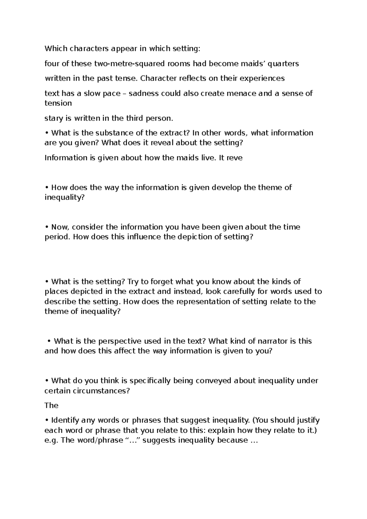 Which characters appear in which setting - Character reflects on their ...