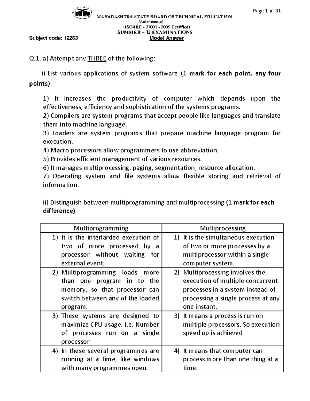 Spcc questions and answers - MAHARASHTRA STATE BOARD OF TECHNICAL ...