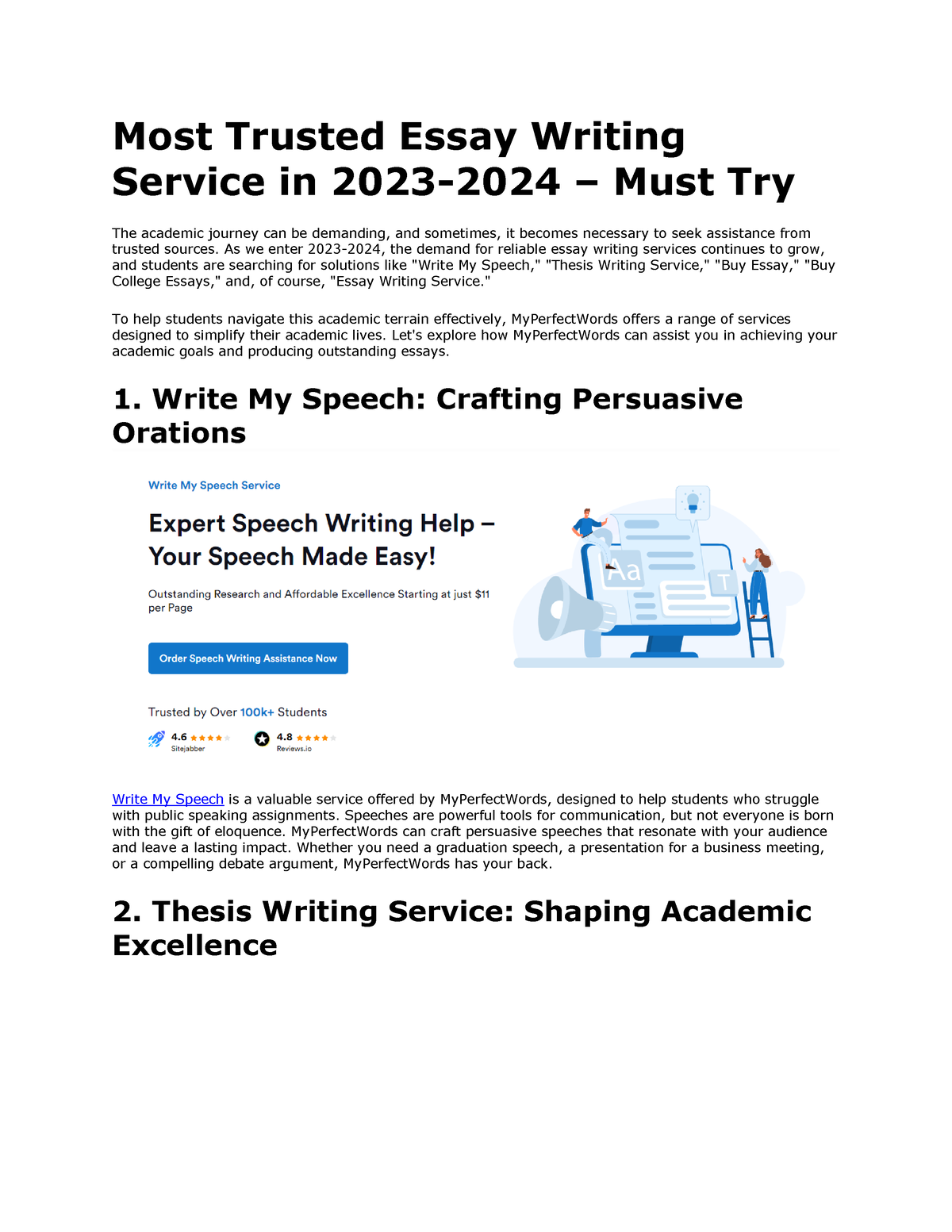 most trusted essay writing service