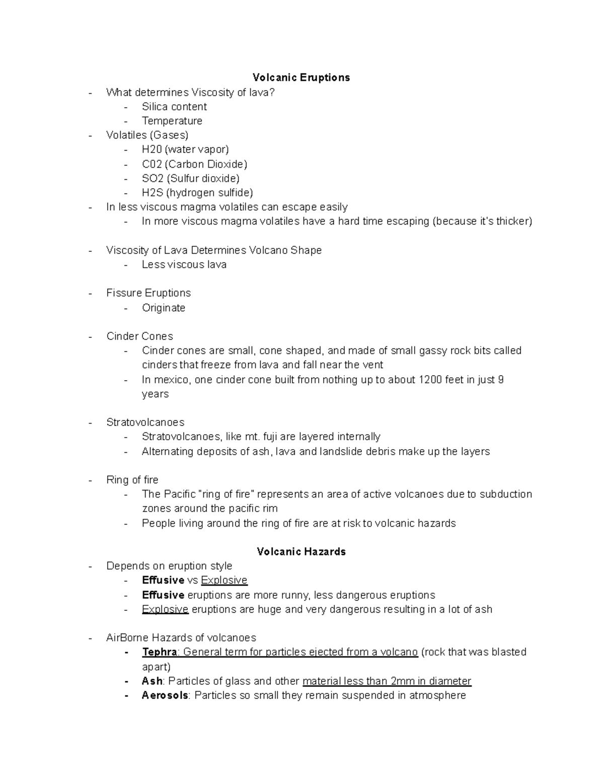 Geology Notes- 2 17 22 - Volcanic Eruptions What determines Viscosity ...