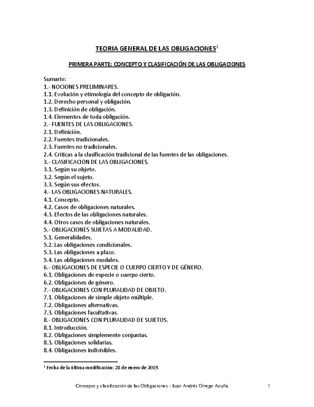 Concepto Y Clasificación De Las Obligaciones - TEORIA GENERAL DE LAS ...