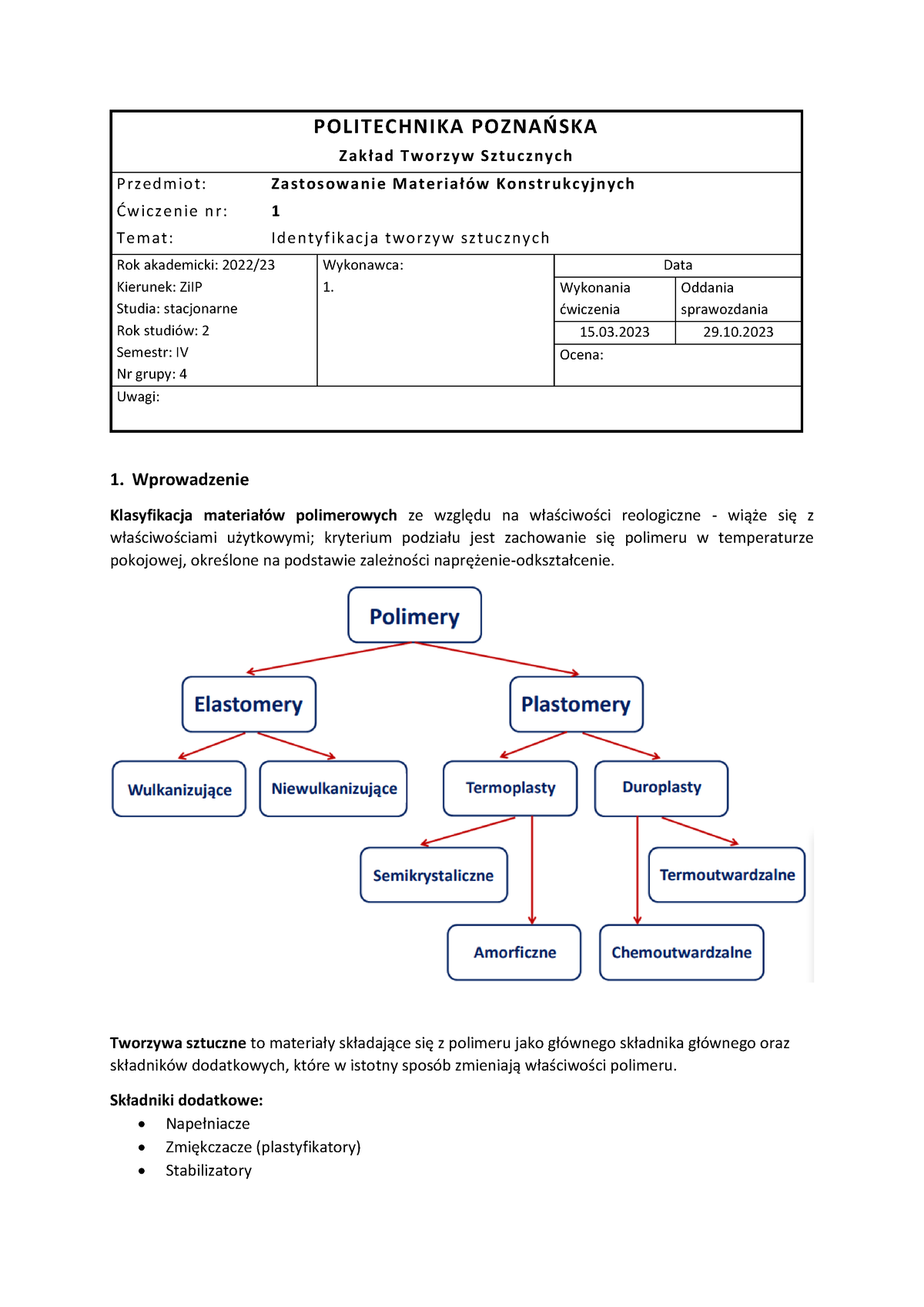 ZMK Identyfikacja Ts Sprawozdanie - POLITECHNIKA POZNAŃSKA Zakład ...