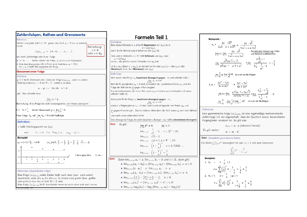 Formelsammlung 1 - Mathematik II - Formeln Teil Partialbruchzerlegung ...