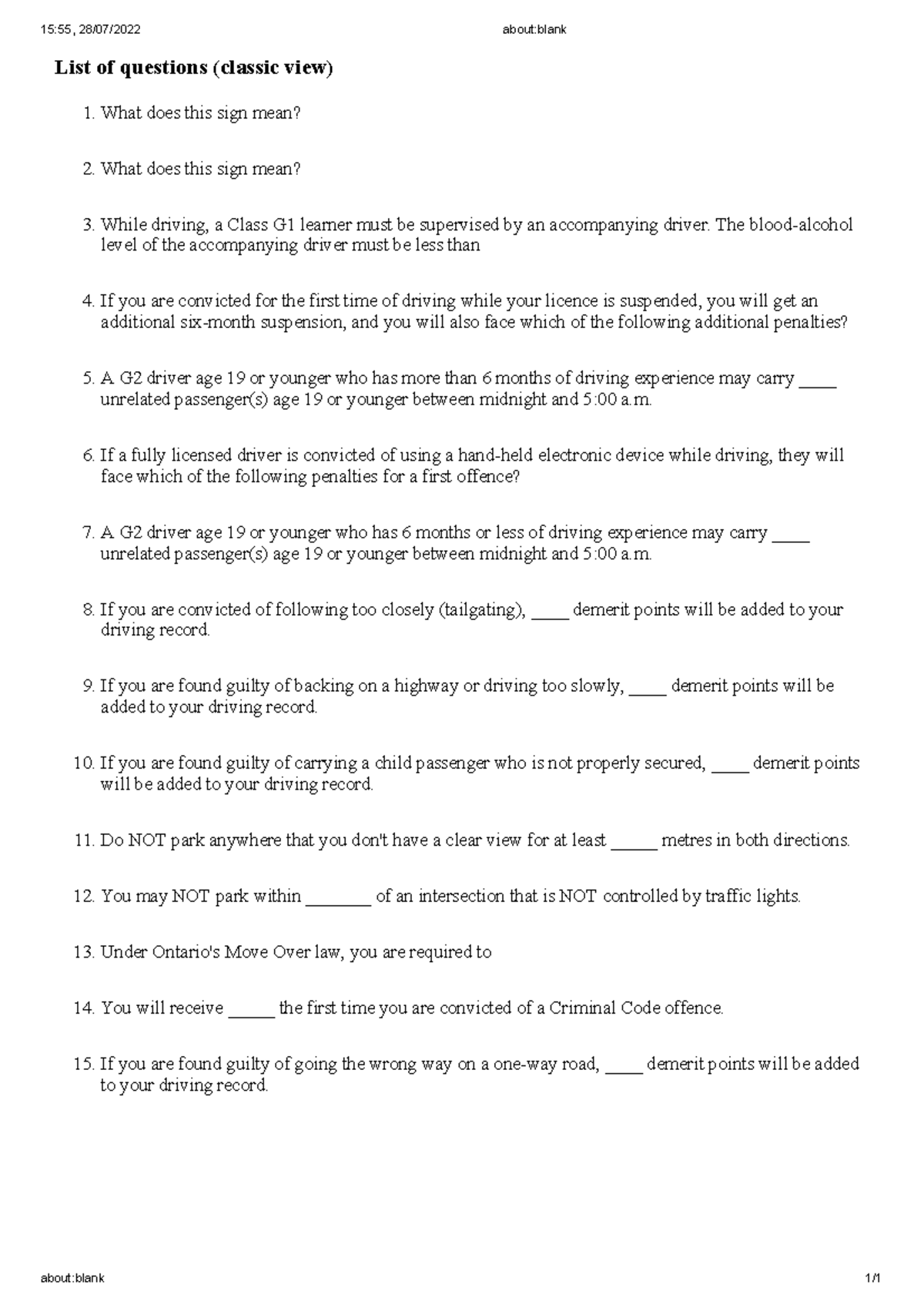 Driving Test - Very good learning documents - 15:55, 28/07/2022 about ...