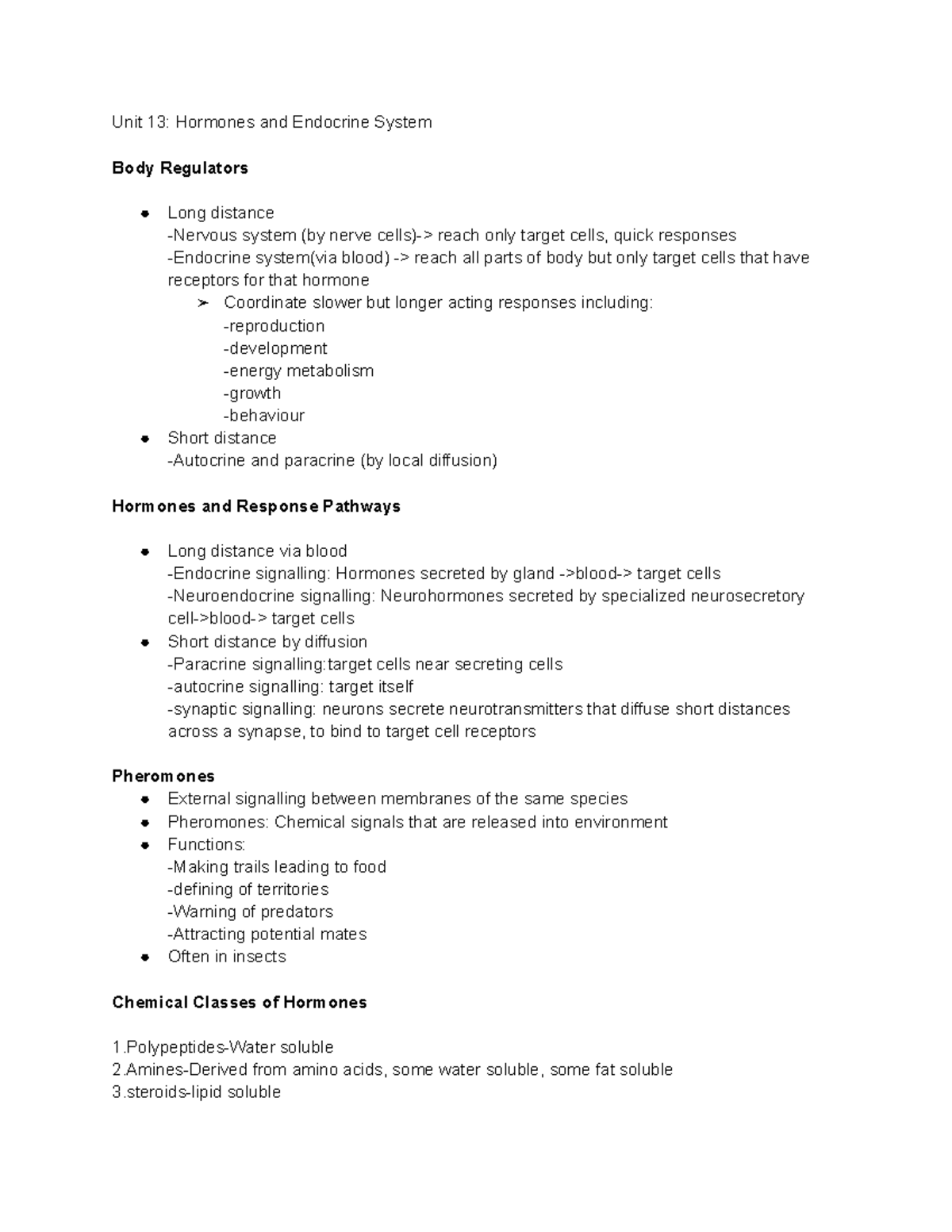 Bio unit 13 - rewritten notes using book and lectures - Unit 13 ...