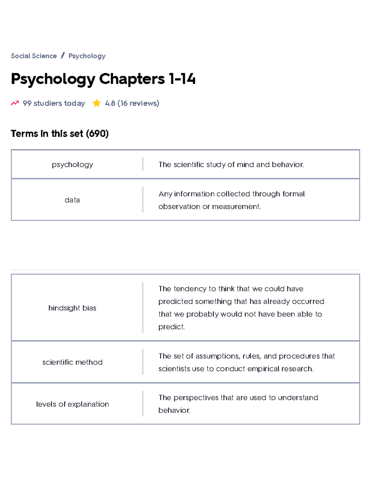 Psychology Chapters 1-14 Flashcards Quizlet - Psychology Chapters 1- 99 ...