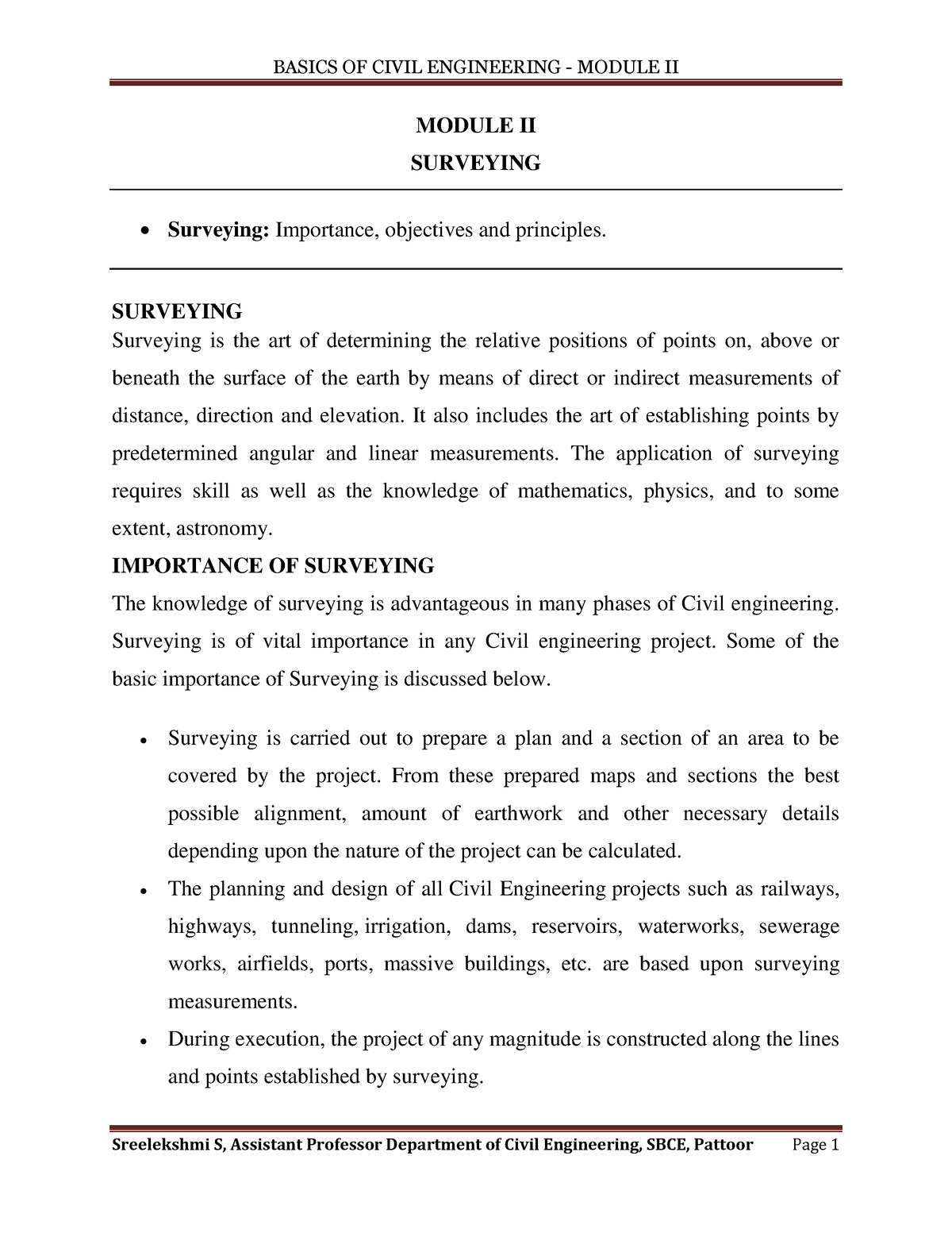 BCE Module II Surveying Notes - BASICS OF CIVIL ENGINEERING - MODULE II ...