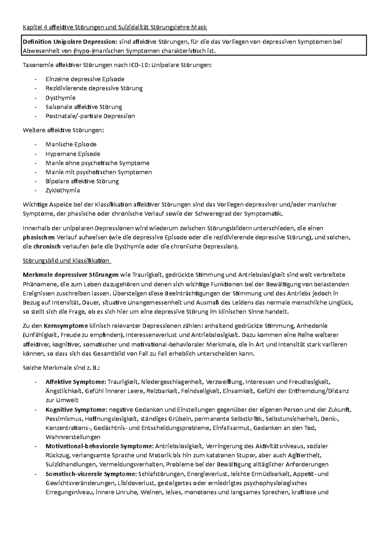 Kapitel 4 affektive Störungen Störungslehre Mack - Kapitel 4 affektive ...