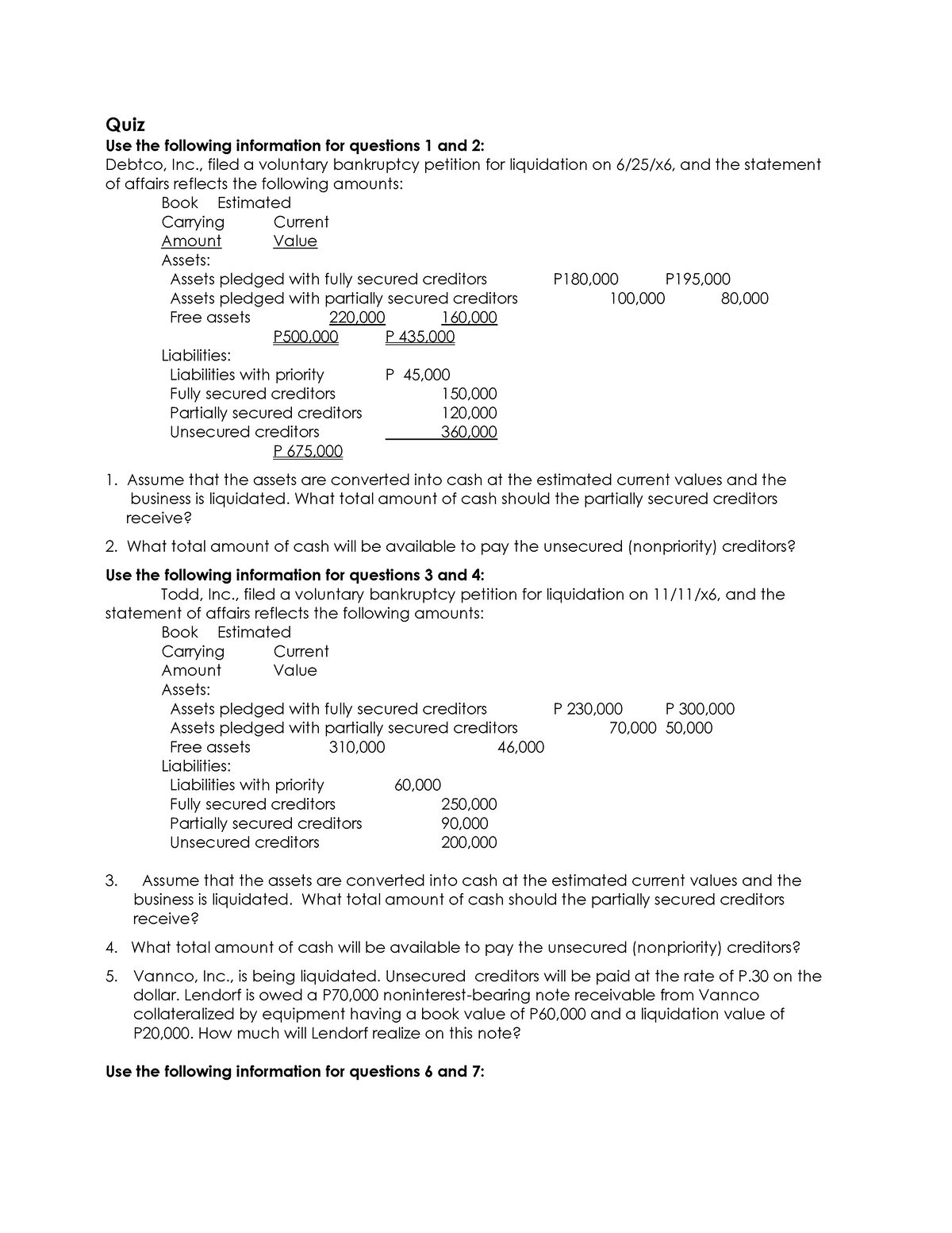 Pdfcoffee - Reviewer Notes - Quiz Use The Following Information For ...