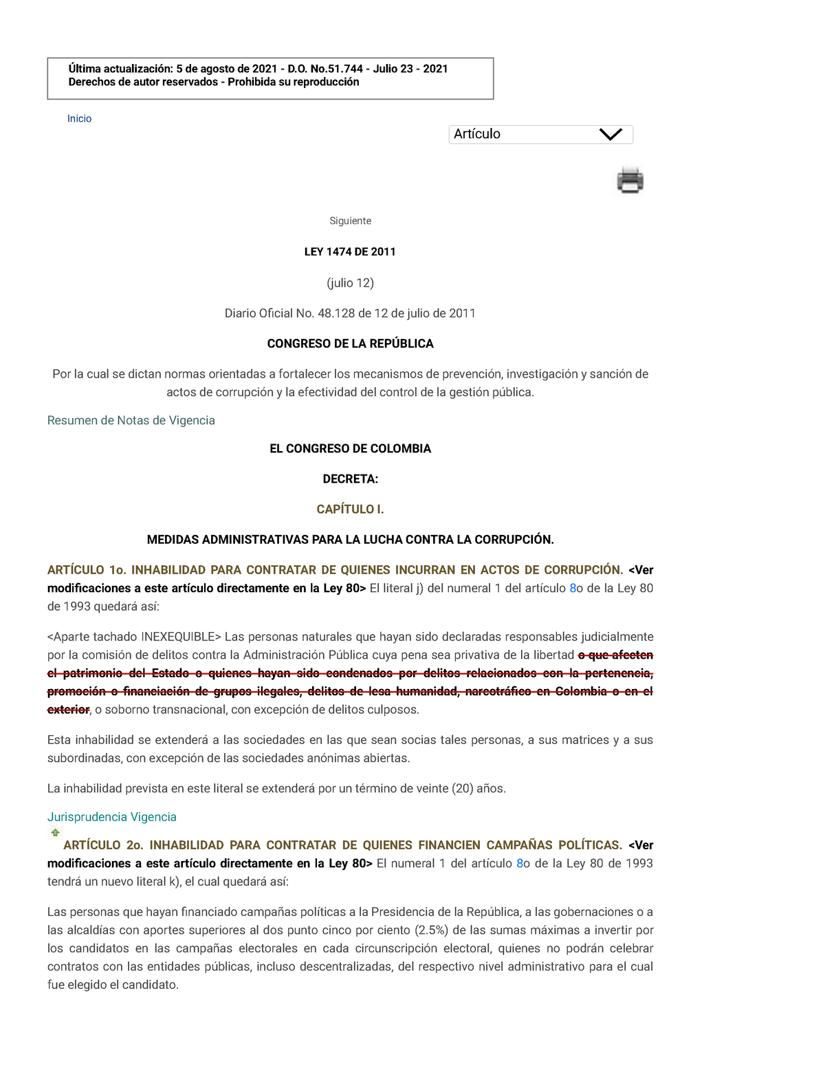 Estatuto Anticorrupción Última Actualización 5 De Agosto De 2021 D