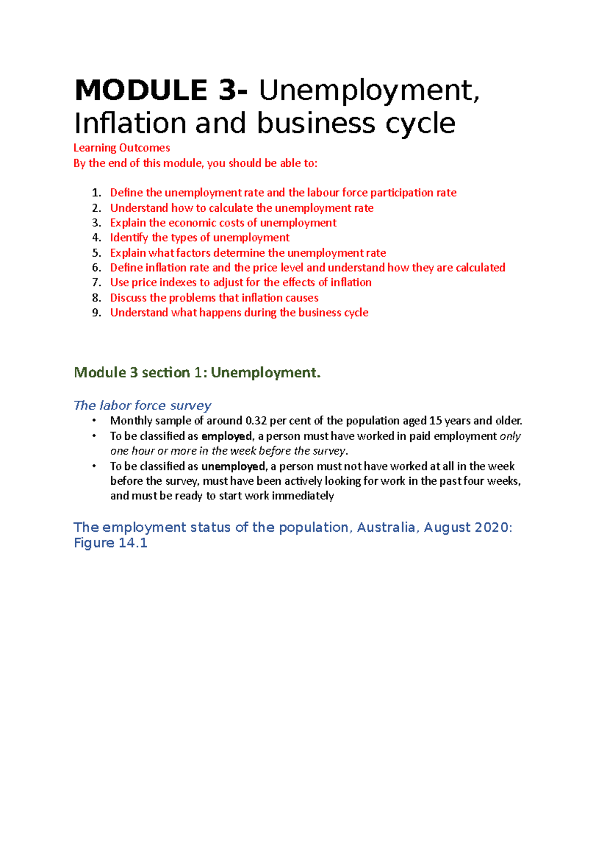 Module 3- Unemployment, Inflation And Business Cycle - MODULE 3 ...