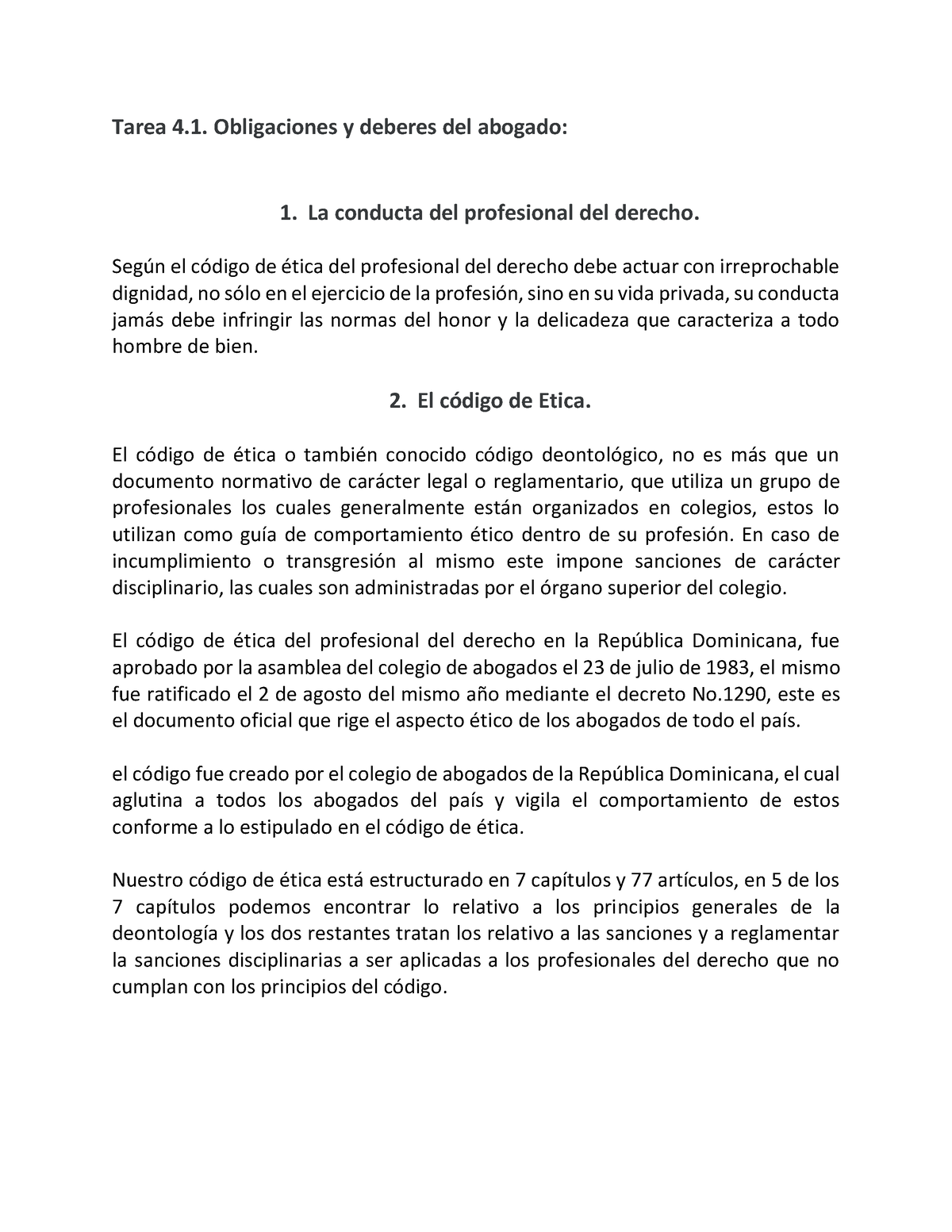 Obligaciones Y Deberes Del Abogado - Tarea 4. Obligaciones Y Deberes ...