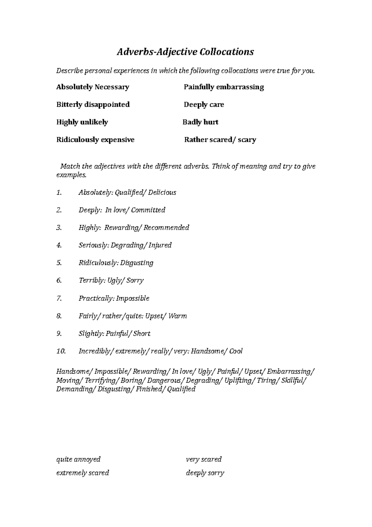 Adverbs Adjective collocations - Adverbs-Adjective Collocations ...