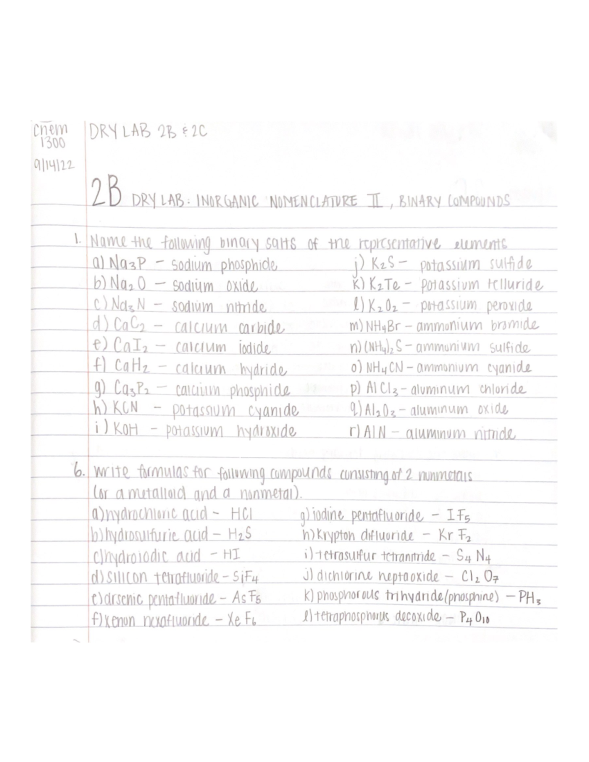 Chem1300 DRY LAB 2b2c - Dry Lab 2b and 2c. - CHEM 1300 - Studocu